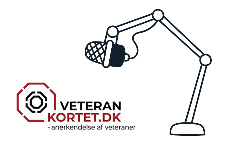 podcast mikrofon og veterankortet logo